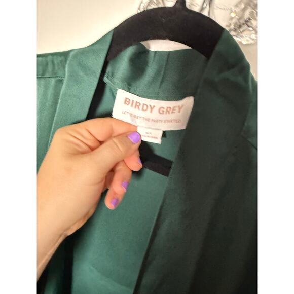 Birdy Grey Emerald Green Kenny Satin Ruffle Tie Short Robe Women's M/L NEW - Picture 5 of 9